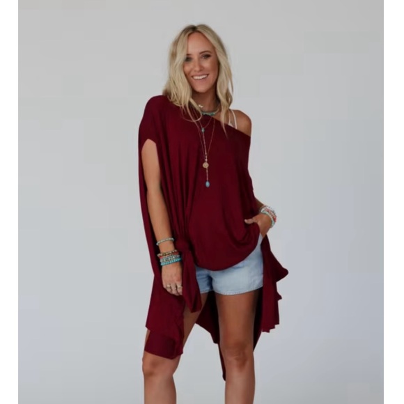 Three Bird Nest wren tunic in burgundy. One size. Worn once. Excellent condition - Picture 4 of 7